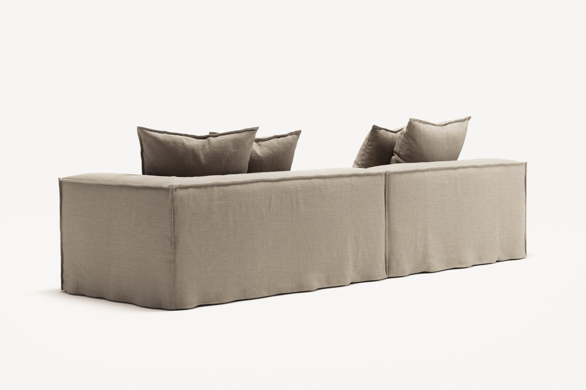 NOMAD - 3 Seat with open end - Left - Pure Linen Sandy Beige