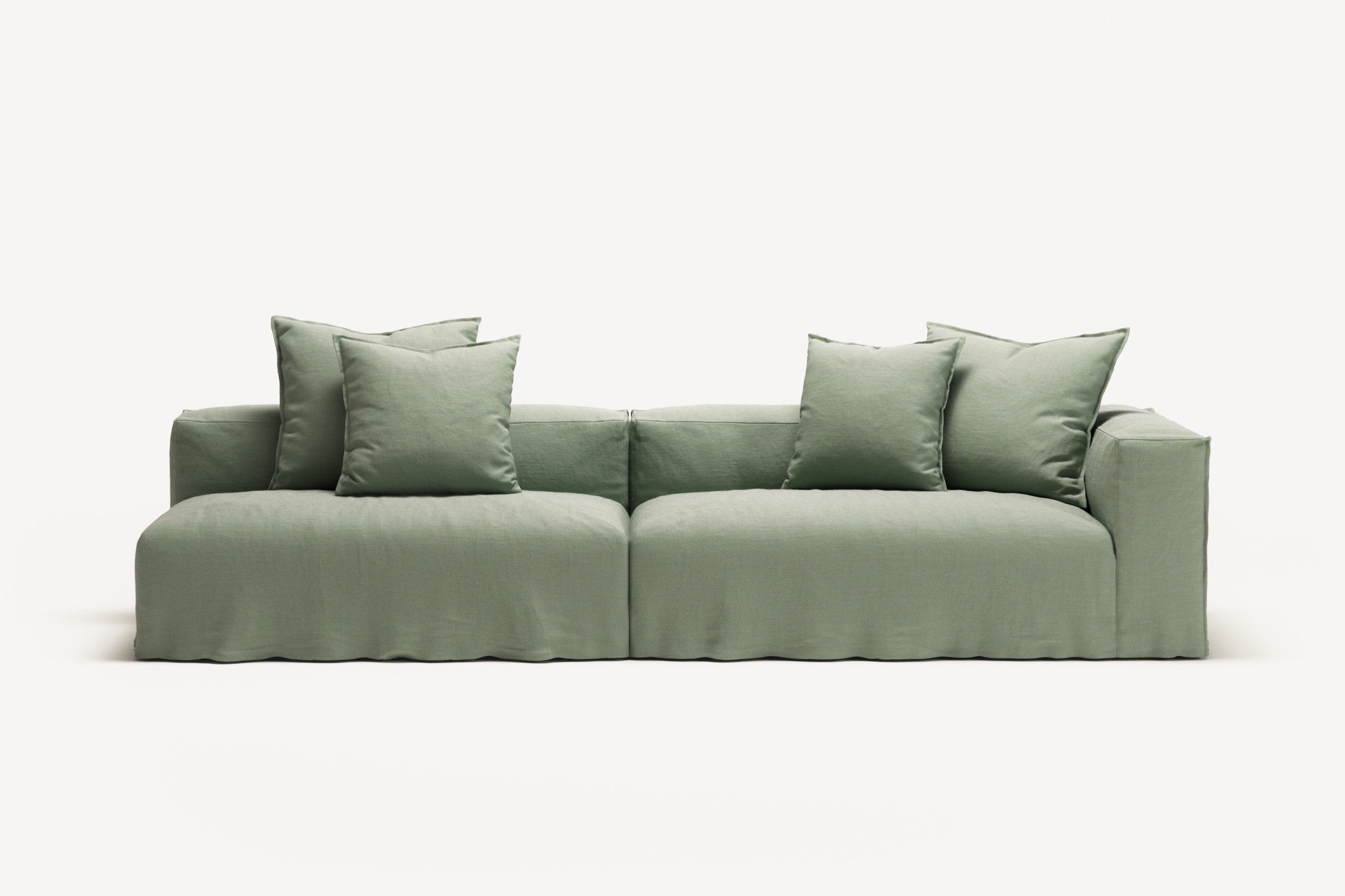 NOMAD - 3 Seat with open end - Left - Pure Linen Vivid Green