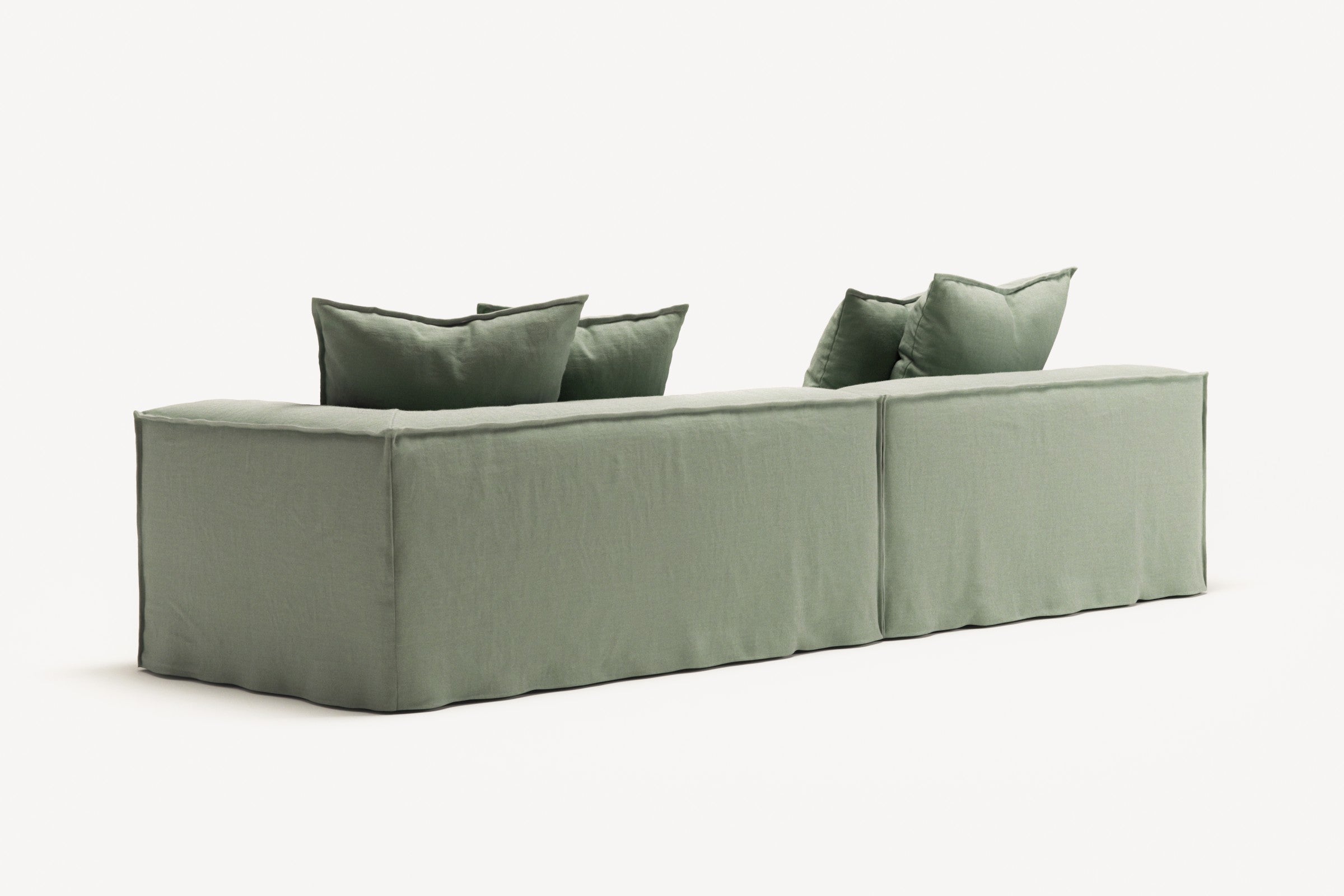 NOMAD - 3 Seat with open end - Left - Pure Linen Vivid Green