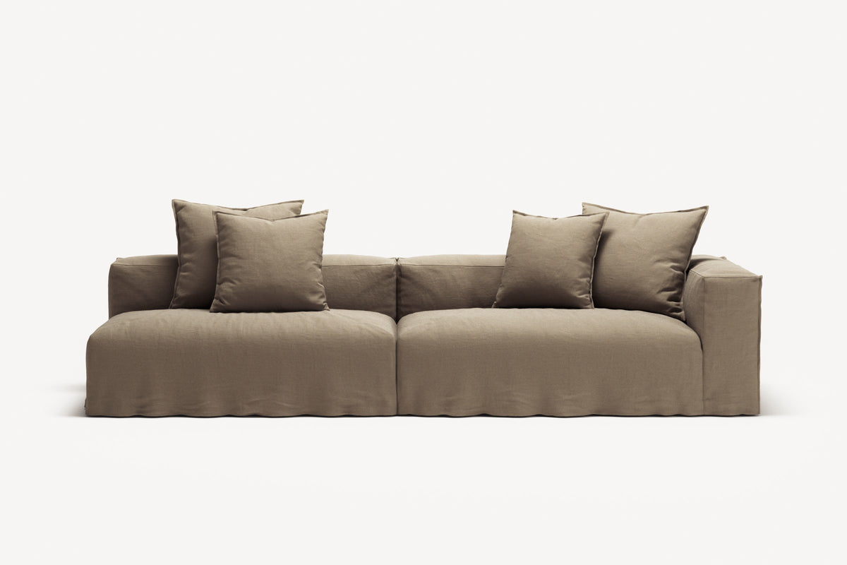 NOMAD - 3 Seat with open end - Left - Pure Linen Natural