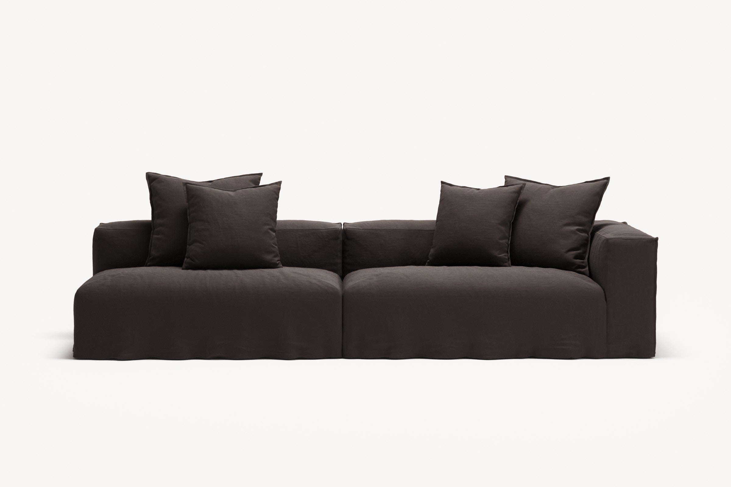 NOMAD - 3 Seat with open end - Left - Pure Linen Truffle Brown