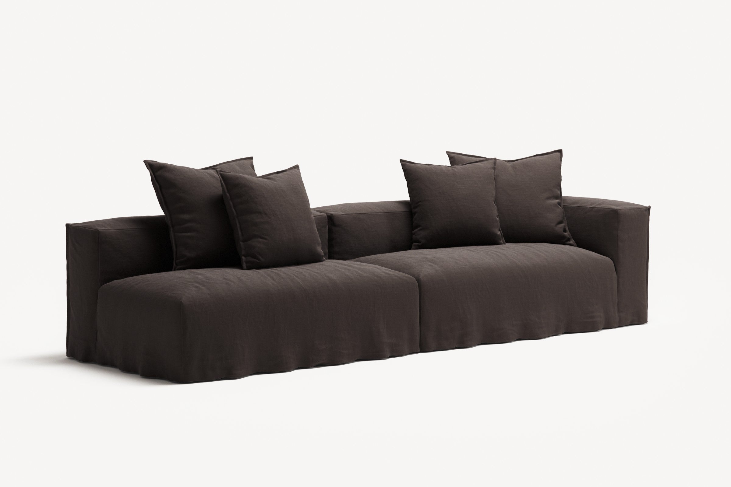 NOMAD - 3 Seat with open end - Left - Pure Linen Truffle Brown