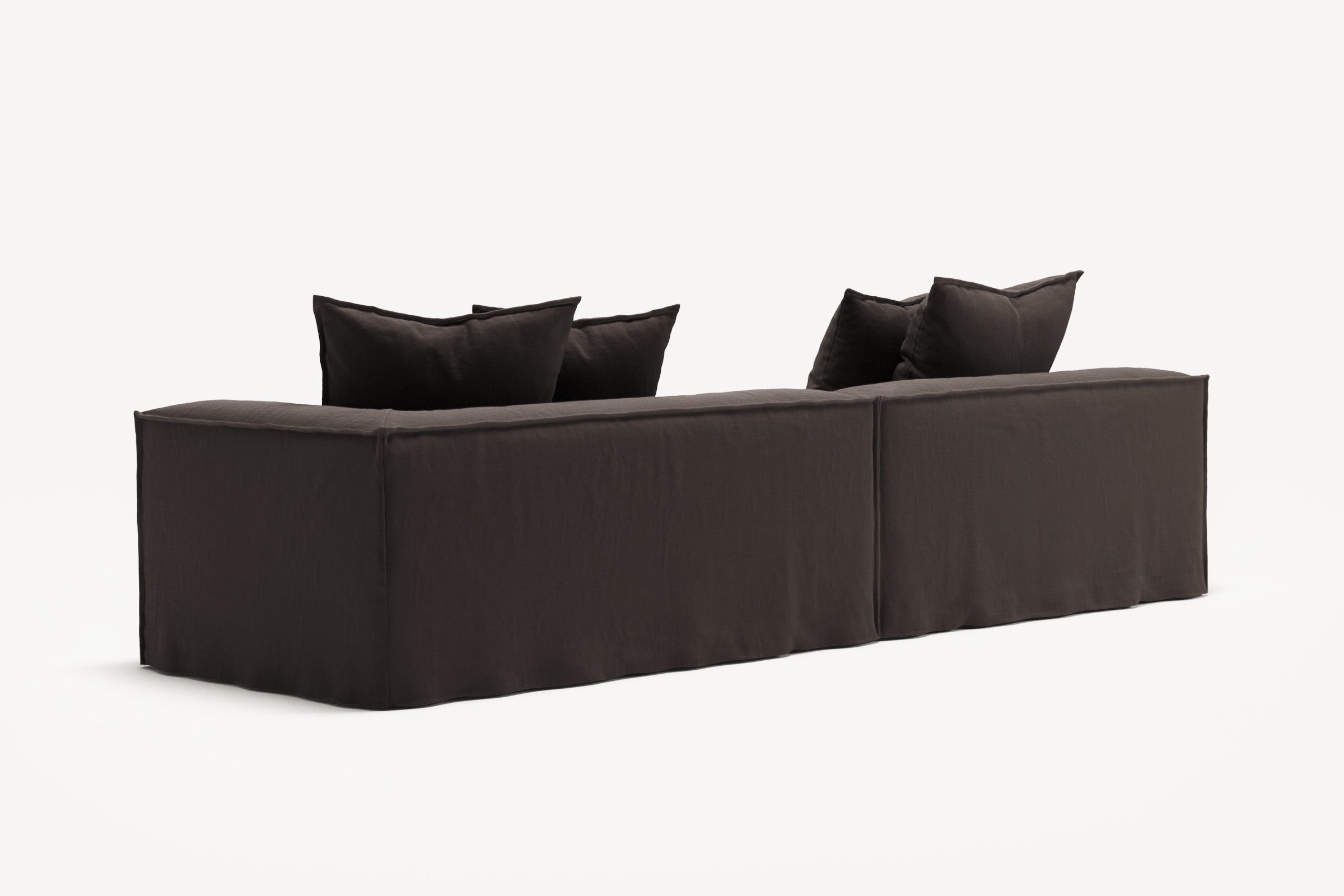 NOMAD - 3 Seat with open end - Left - Pure Linen Truffle Brown