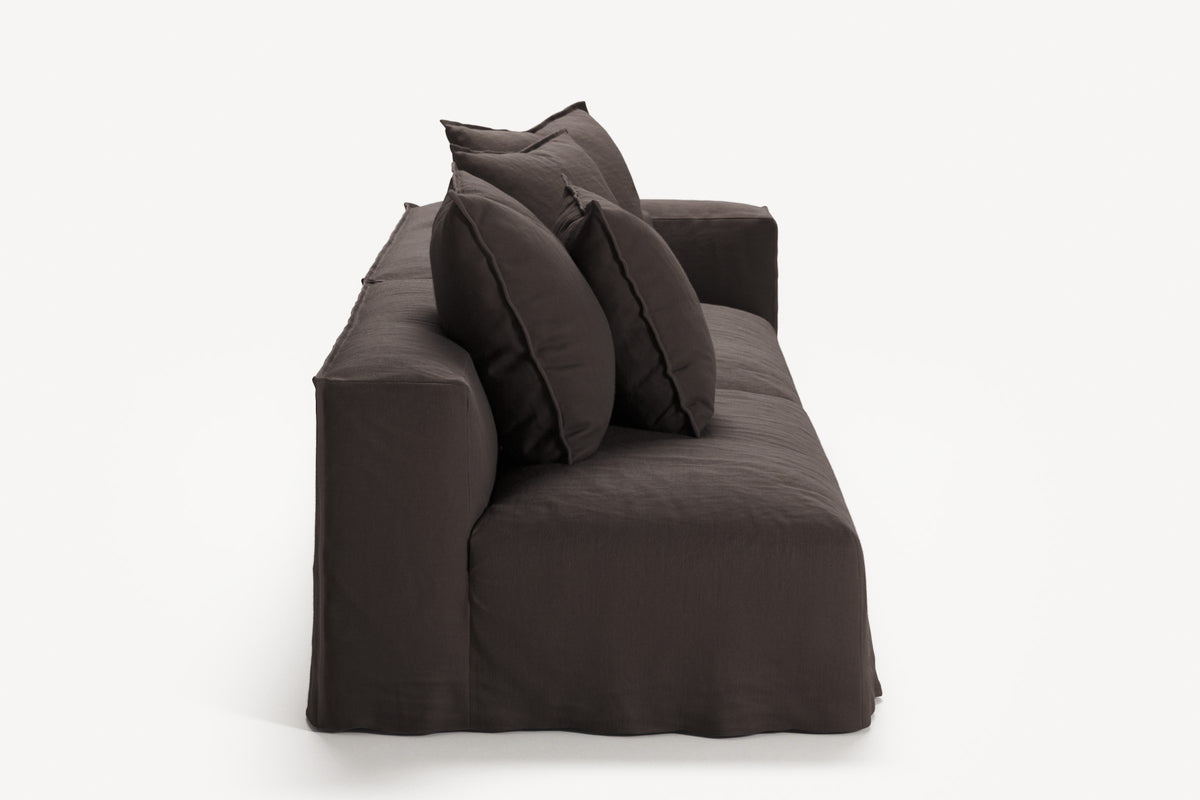 NOMAD - 3 Seat with open end - Left - Pure Linen Truffle Brown
