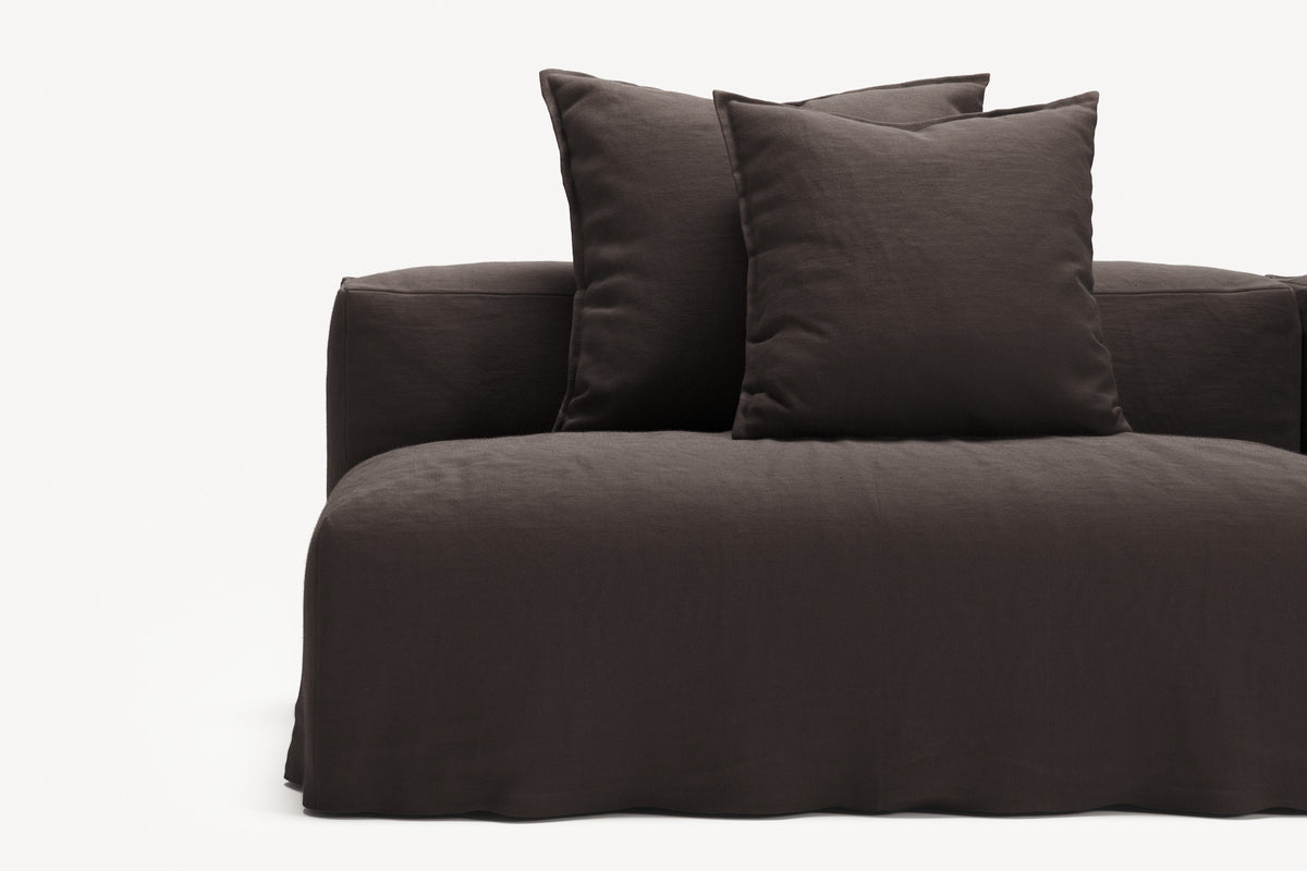 NOMAD - 3 Seat with open end - Left - Pure Linen Truffle Brown