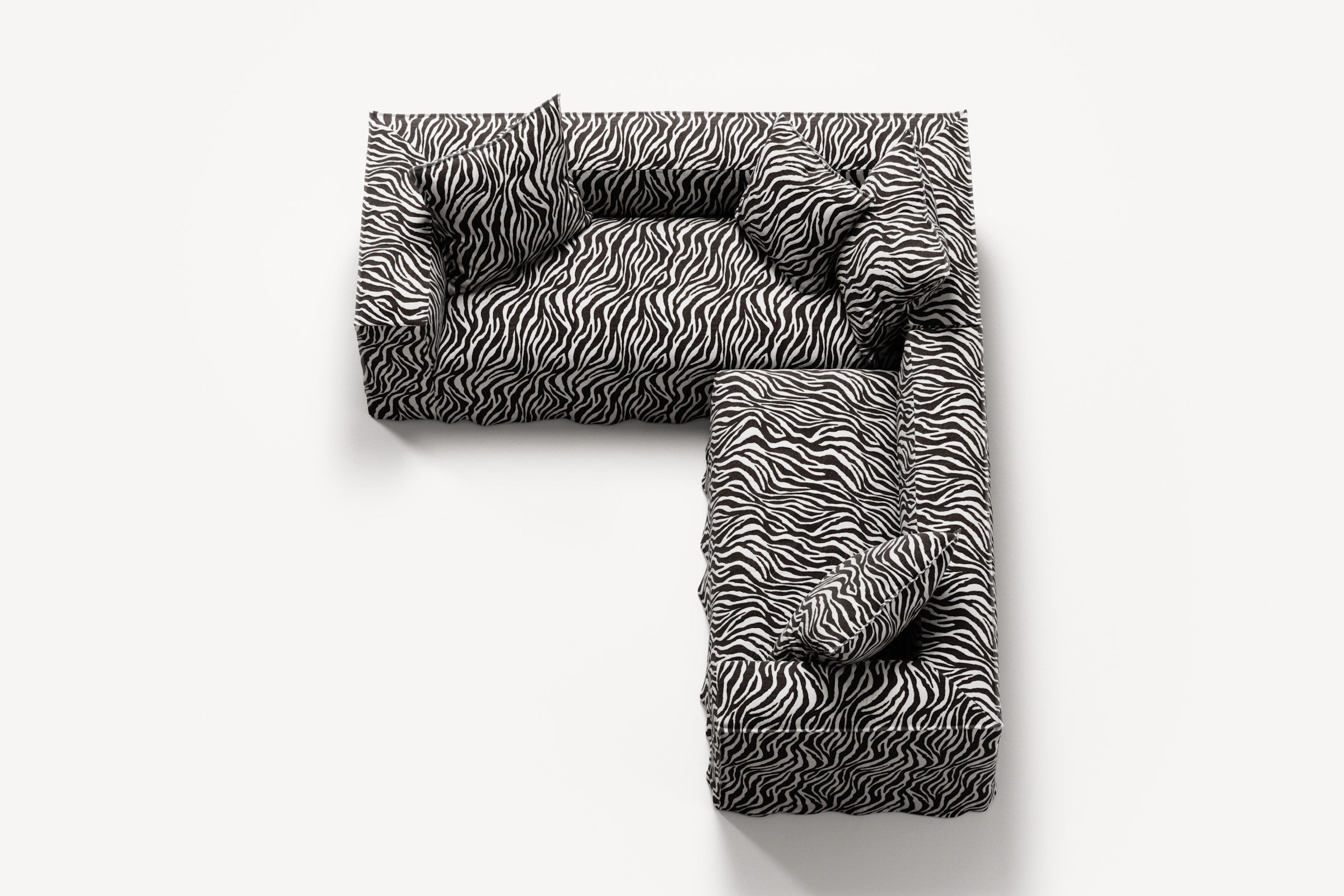 NOMAD - 4 Seat Corner - Left - Chenille Jacquard Zebra Black White