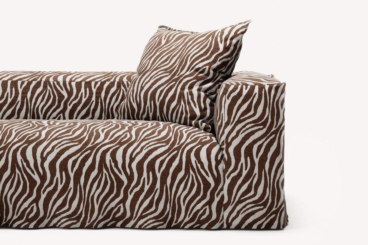 NOMAD - 4 Seat Corner - Left - Chenille Jacquard Zebra Brown White