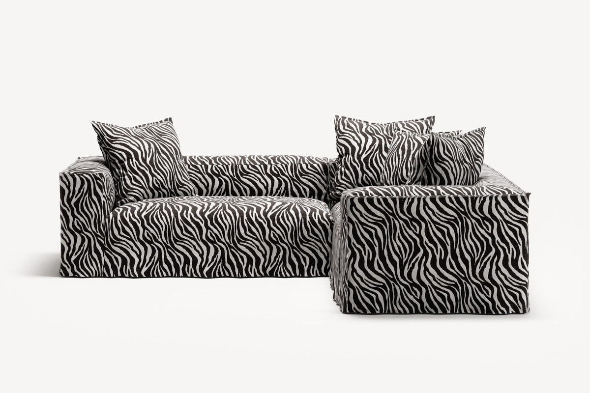 NOMAD - 4 Seat Corner - Right - Chenille Jacquard Zebra Black White