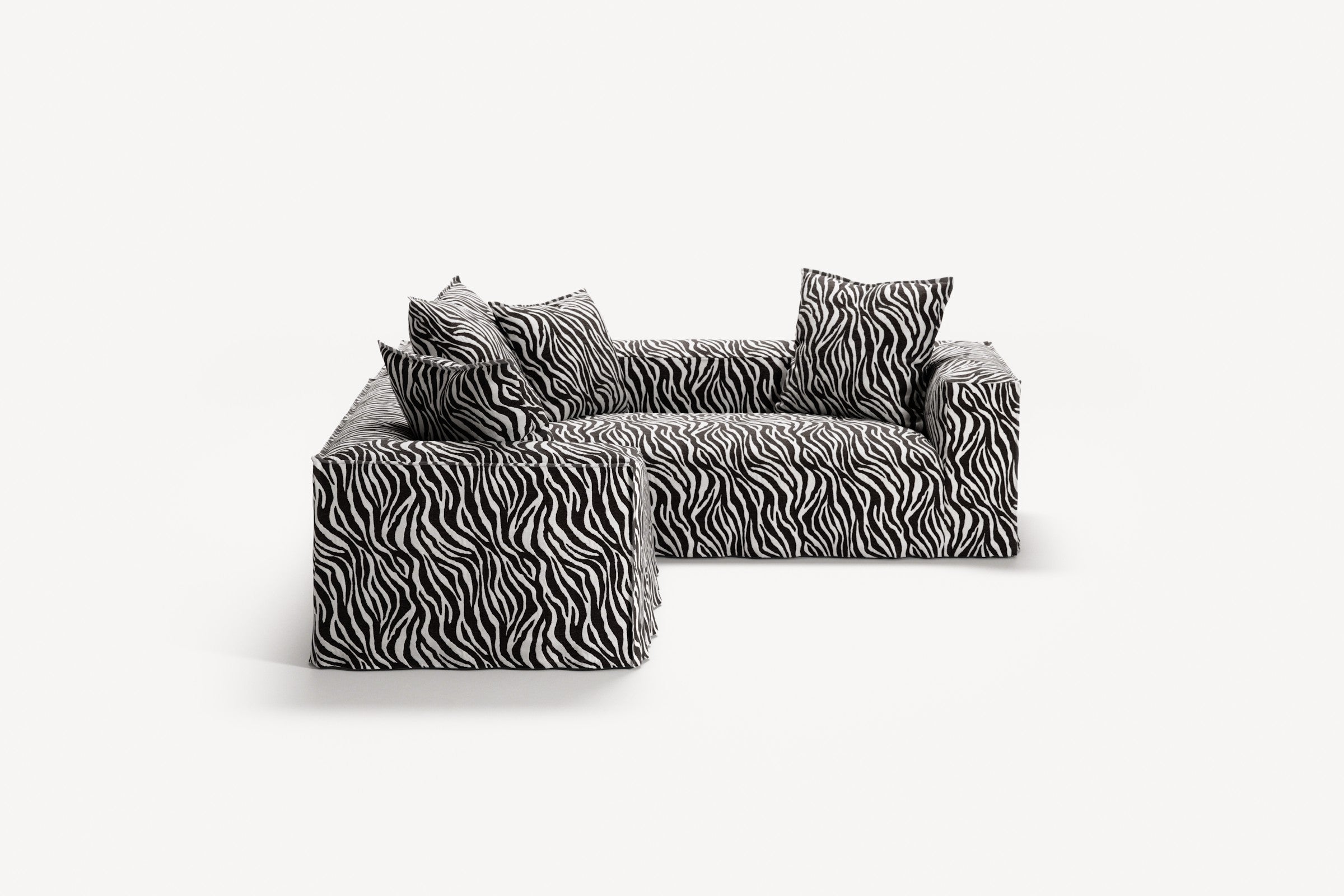 NOMAD - 4 Seat Corner - Right - Chenille Jacquard Zebra Black White