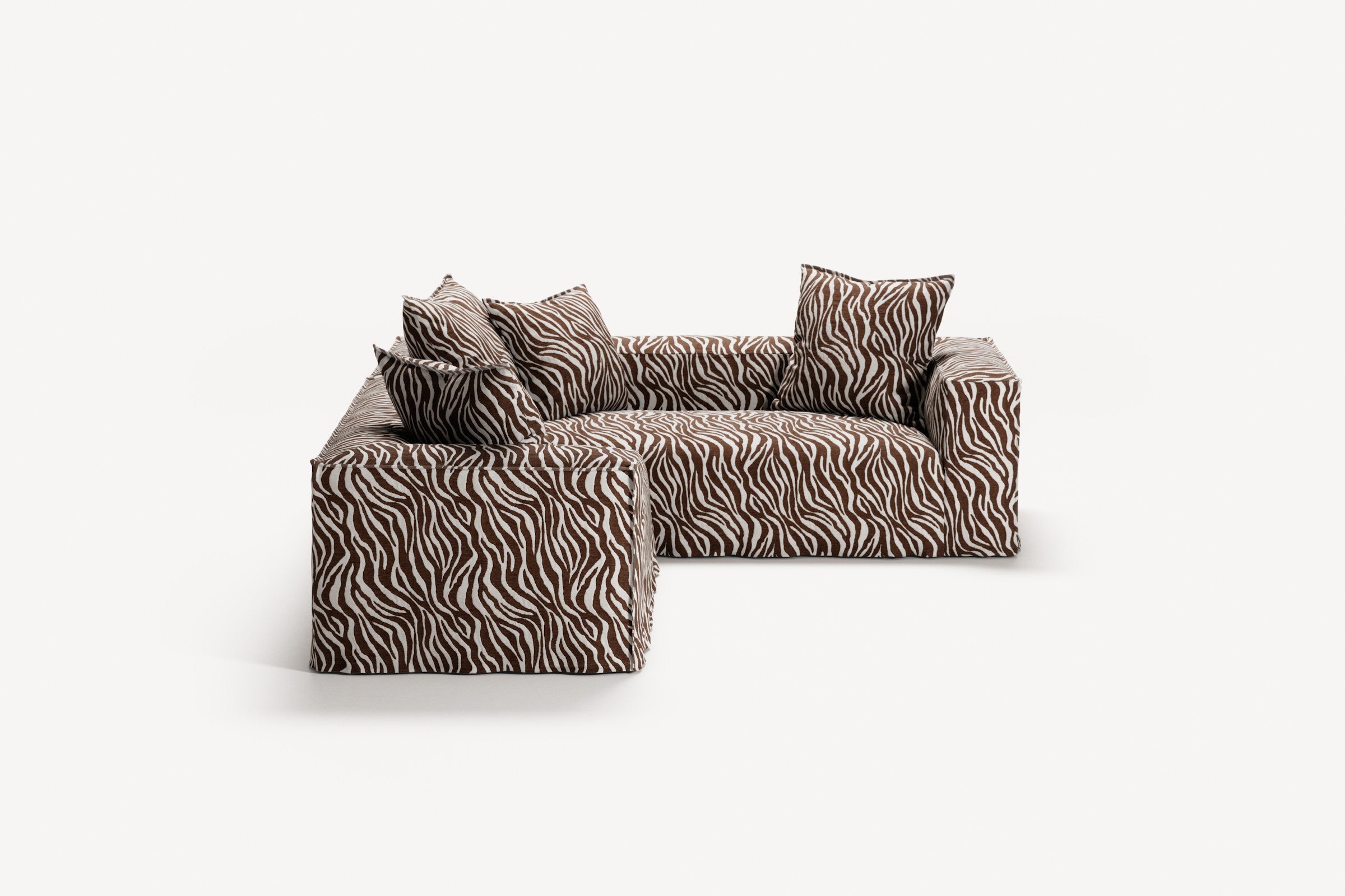 NOMAD - 4 Seat Corner - Right - Chenille Jacquard Zebra Brown White