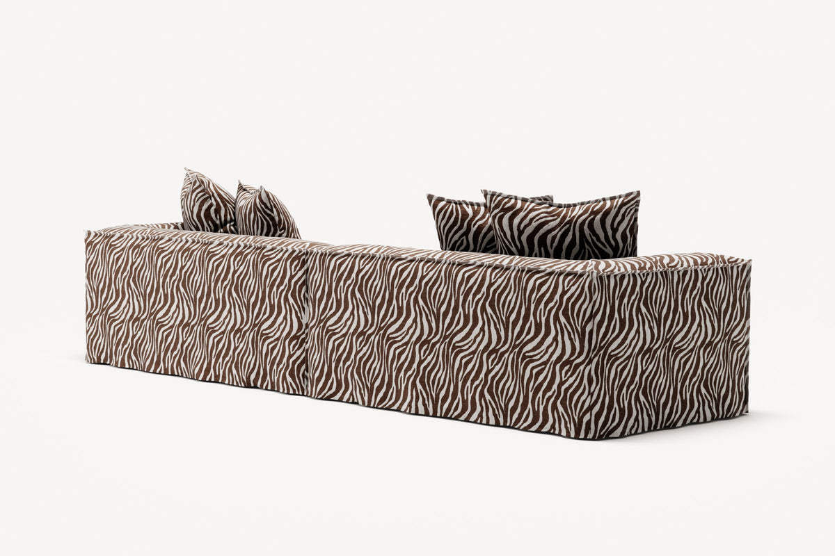 NOMAD - 4 Seat - Chenille Jacquard Zebra Brown White