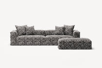 NOMAD - 4 Seater with Pouf - Chenille Jacquard Zebra Black White