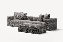 NOMAD - 4 Seater with Pouf - Chenille Jacquard Zebra Black White