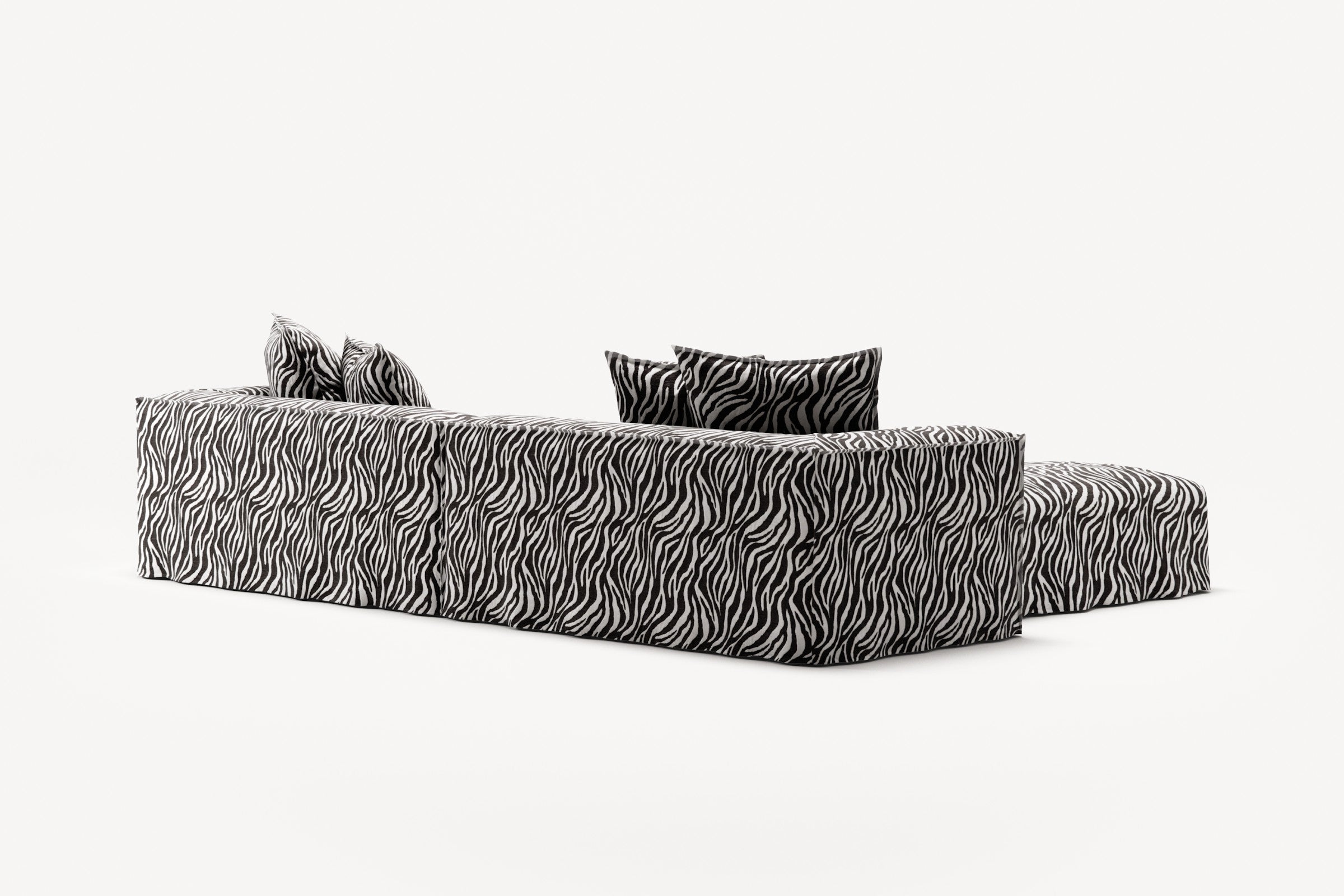NOMAD - 4 Seater with Pouf - Chenille Jacquard Zebra Black White