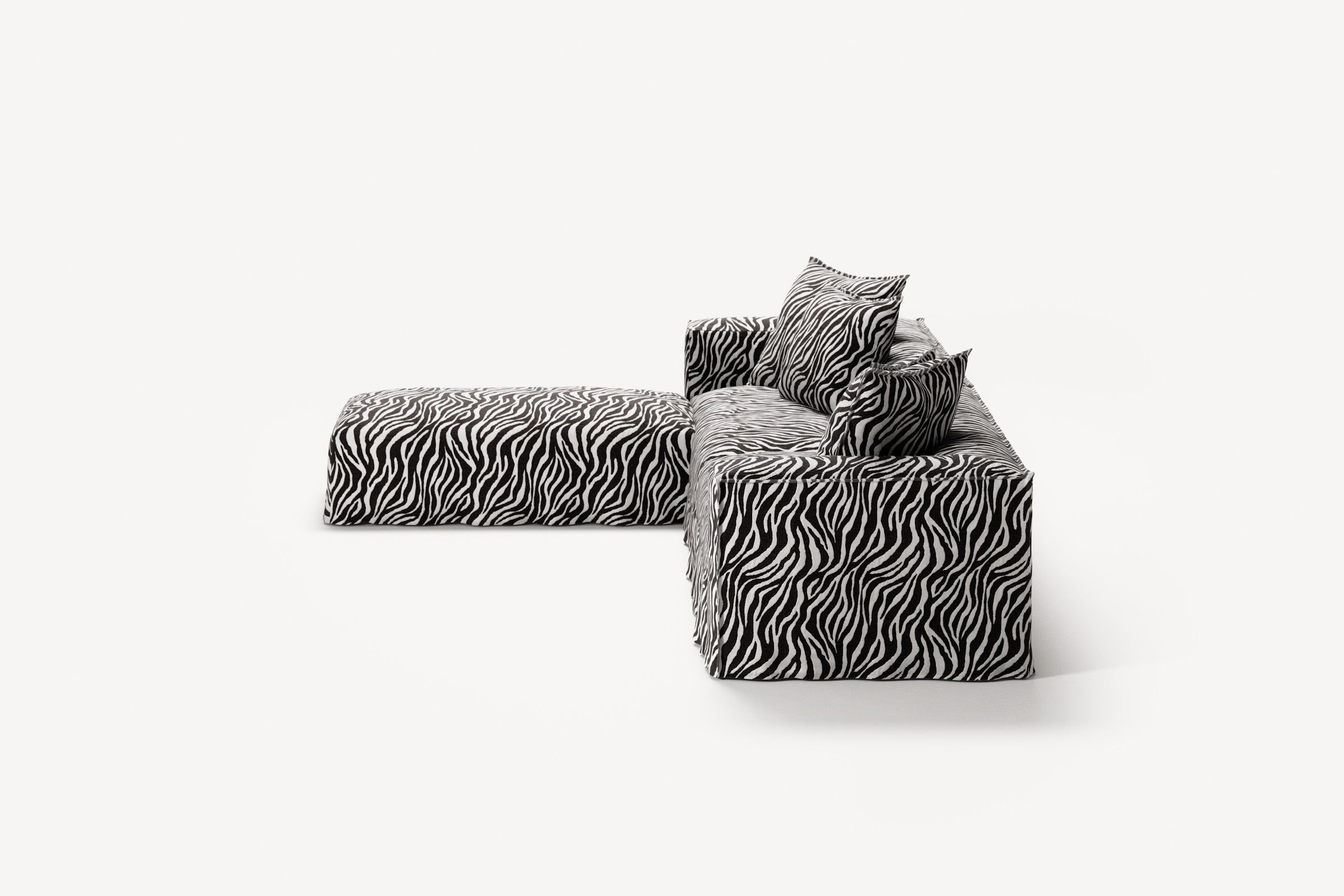 NOMAD - 4 Seater with Pouf - Chenille Jacquard Zebra Black White