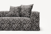 NOMAD - 4 Seater with Pouf - Chenille Jacquard Zebra Black White