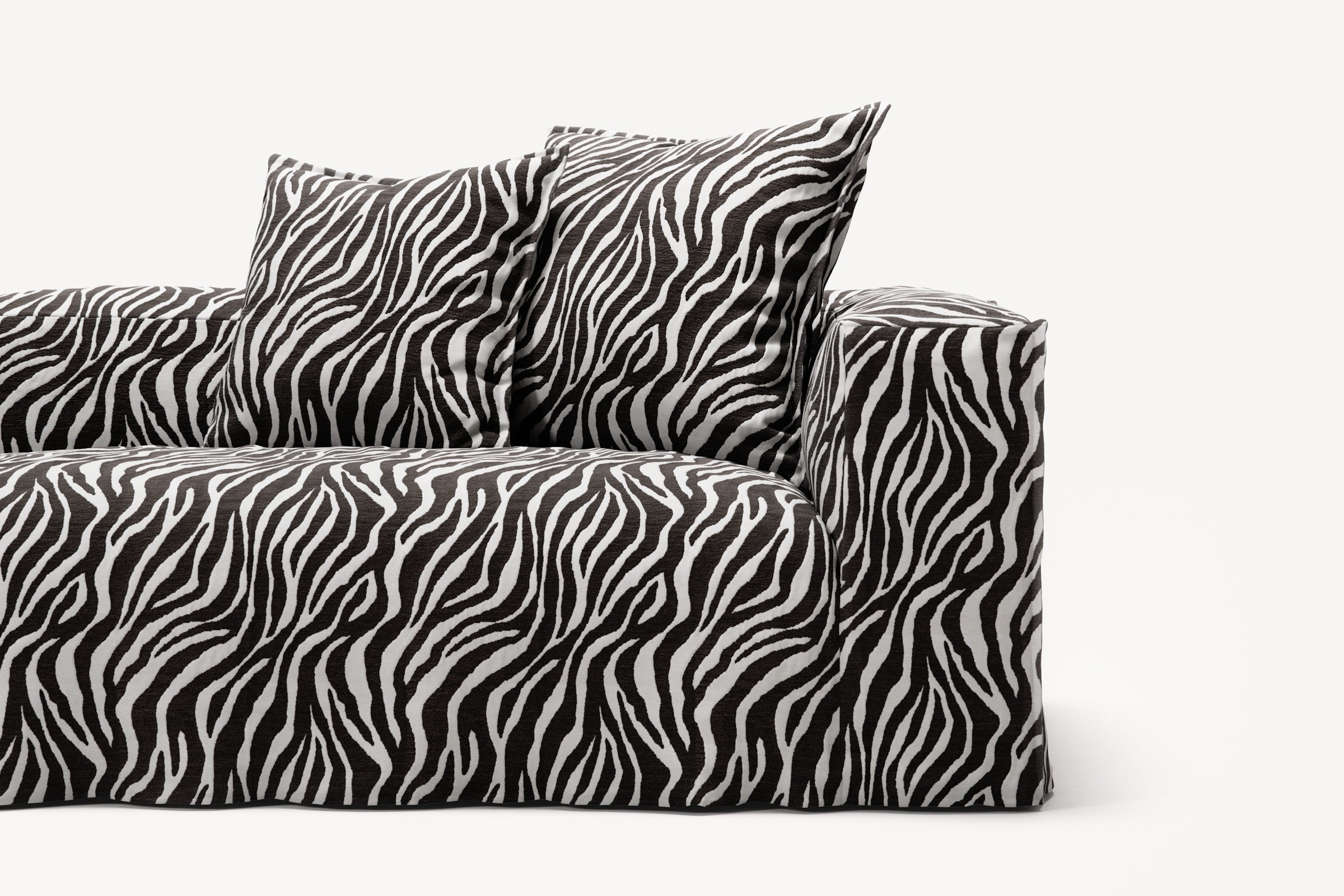 NOMAD - 4 Seater with Pouf - Chenille Jacquard Zebra Black White