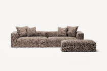 NOMAD - 4 Seater with Pouf - Chenille Jacquard Zebra Brown White