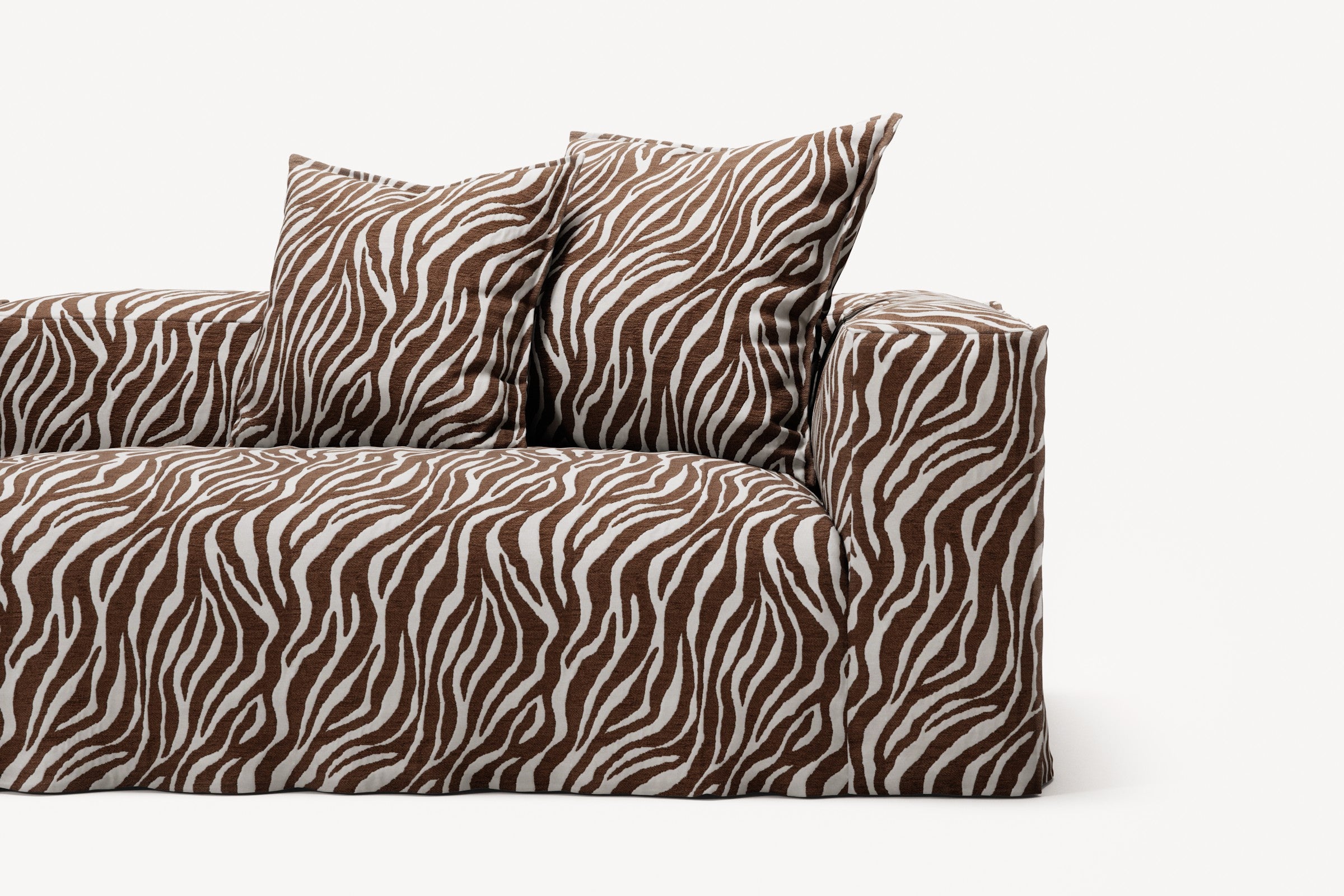 NOMAD - 4 Seater with Pouf - Chenille Jacquard Zebra Brown White