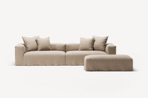 NOMAD - 4 Seater with Pouf - Brushed Cotton Sandy Beige