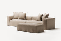 NOMAD - 4 Seater with Pouf - Brushed Cotton Sandy Beige