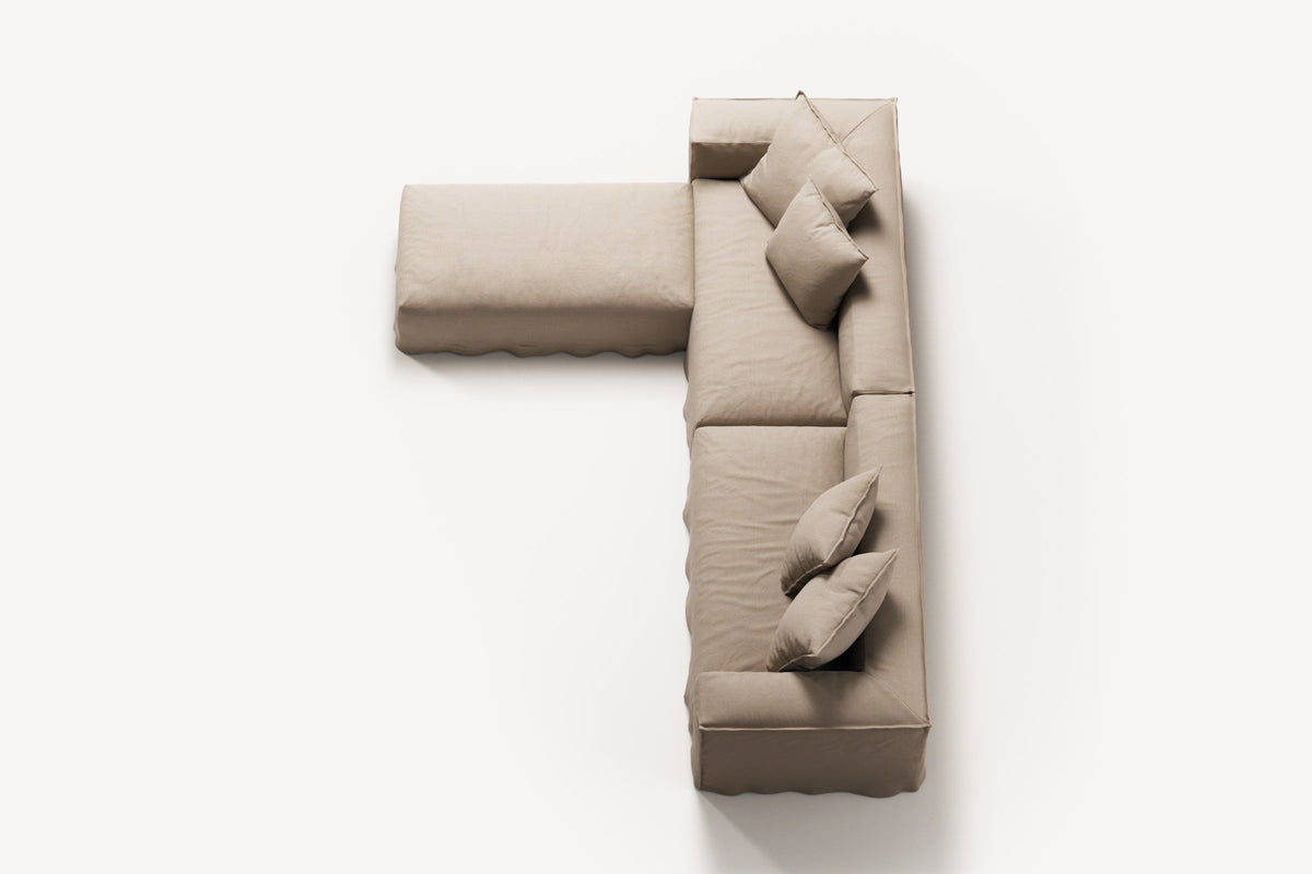 NOMAD - 4 Seater with Pouf - Brushed Cotton Sandy Beige