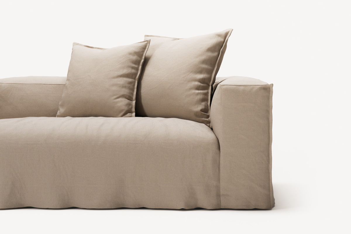 NOMAD - 4 Seater with Pouf - Brushed Cotton Sandy Beige
