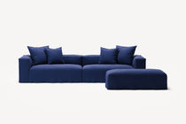 NOMAD - 4 Seater with Pouf - Brushed Cotton Dark Blue