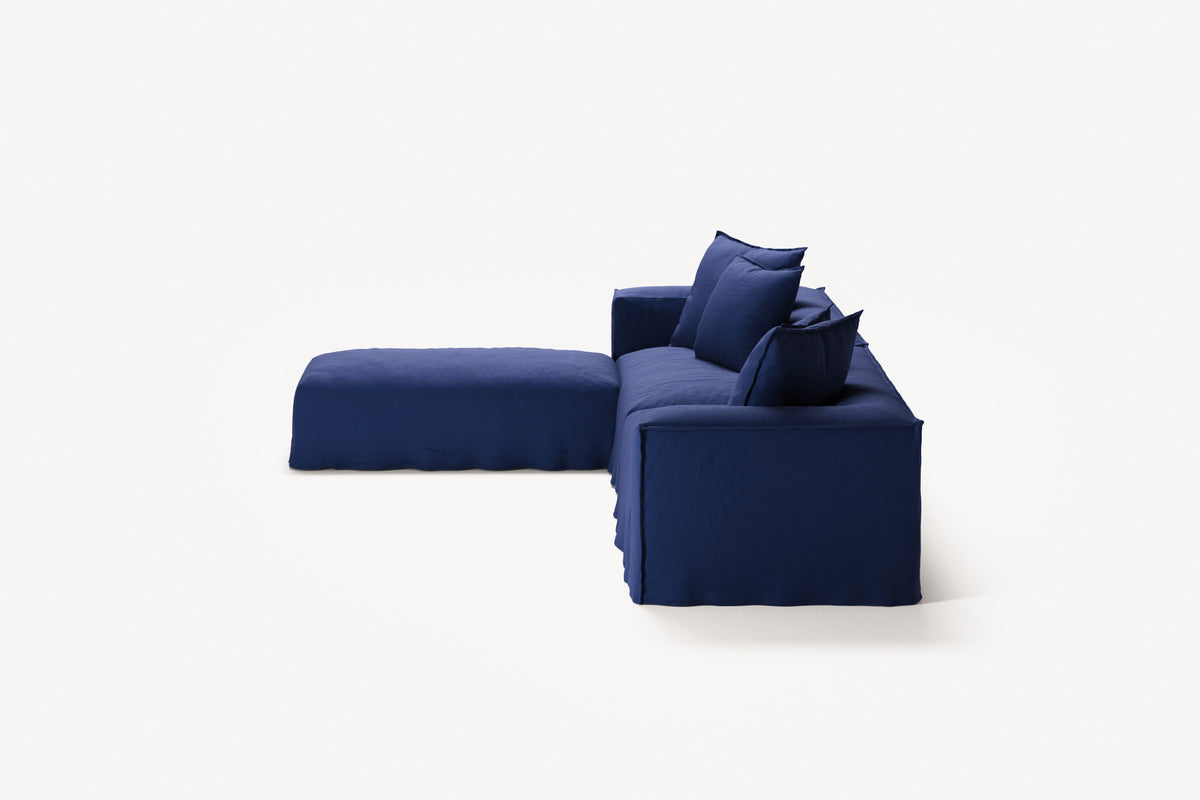 NOMAD - 4 Seater with Pouf - Brushed Cotton Dark Blue