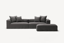 NOMAD - 4 Seater with Pouf - Brushed Cotton Dark Gray