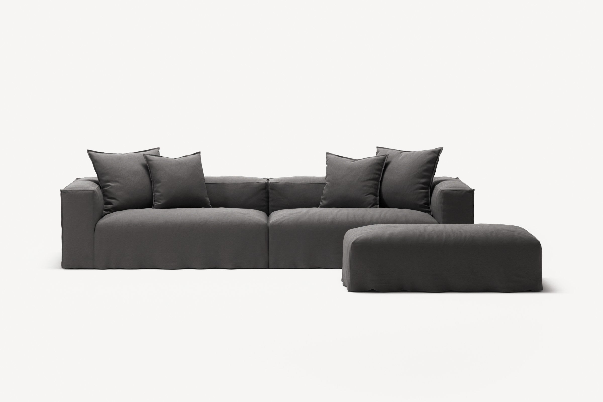 NOMAD - 4 Seater with Pouf - Brushed Cotton Dark Gray