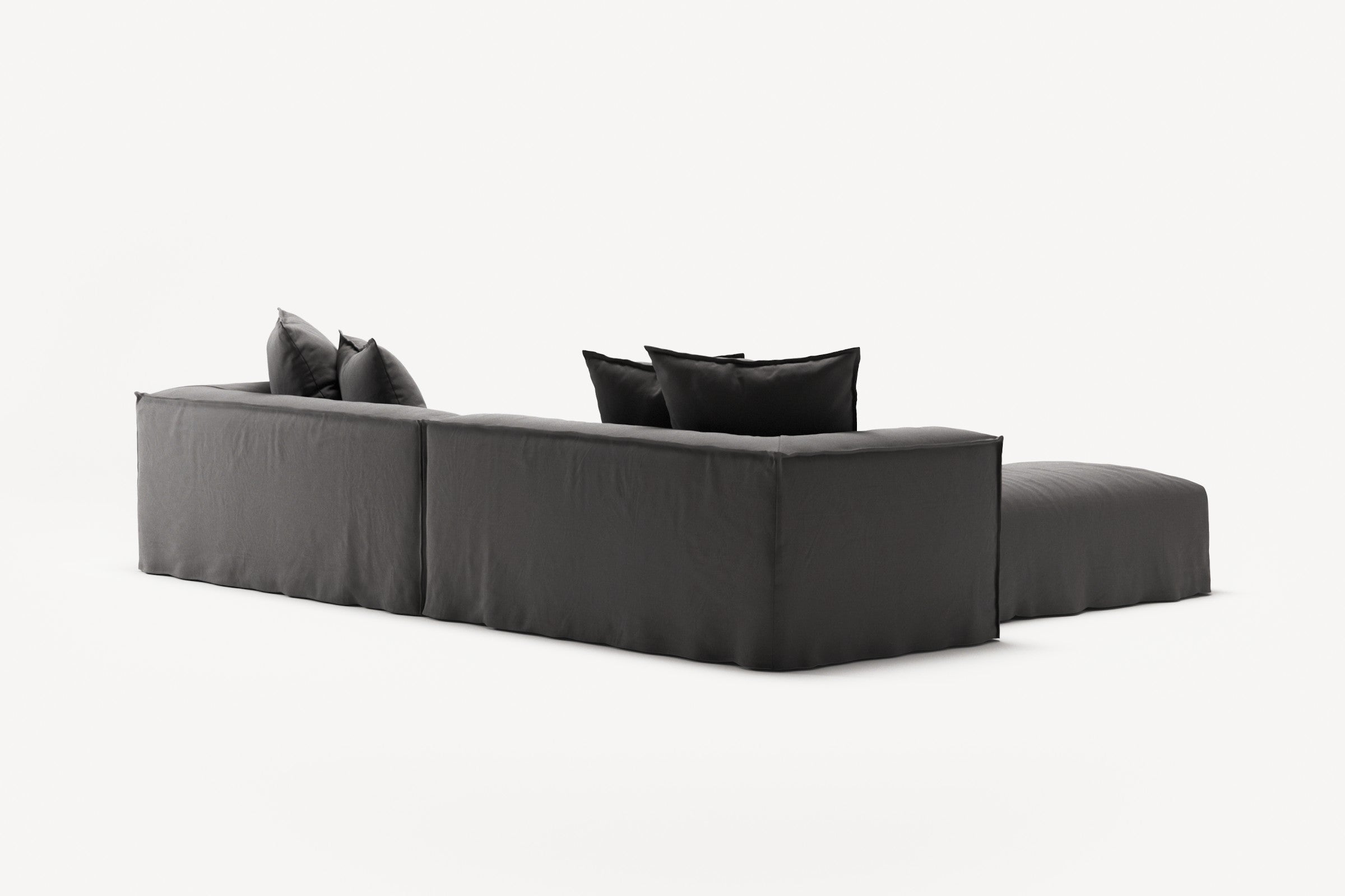 NOMAD - 4 Seater with Pouf - Brushed Cotton Dark Gray