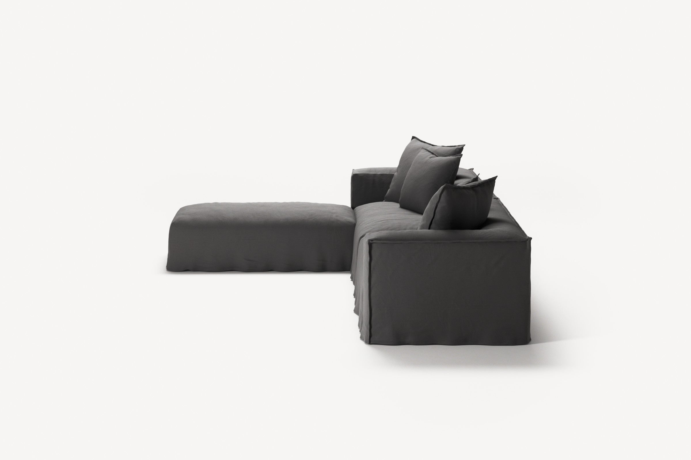 NOMAD - 4 Seater with Pouf - Brushed Cotton Dark Gray