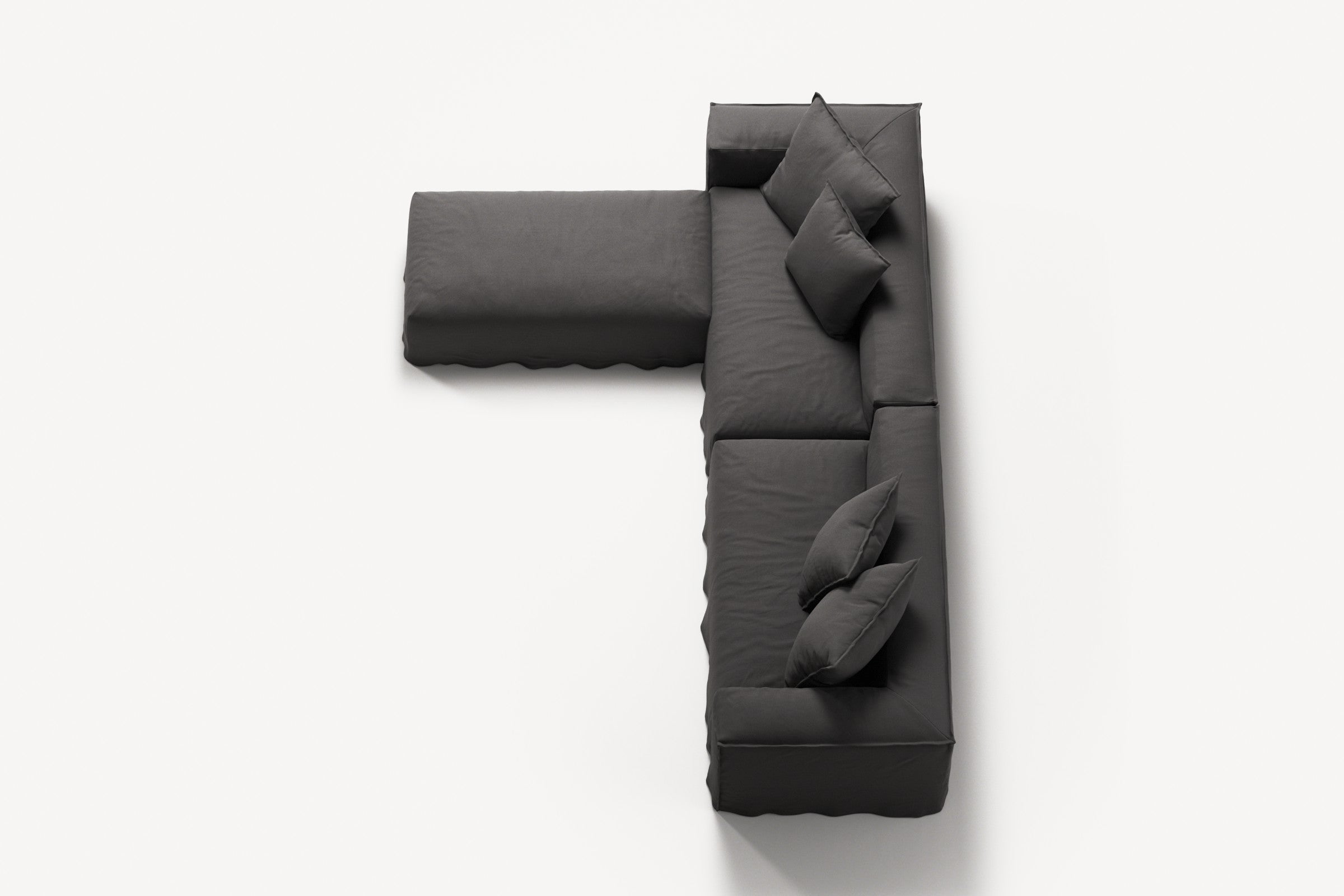 NOMAD - 4 Seater with Pouf - Brushed Cotton Dark Gray