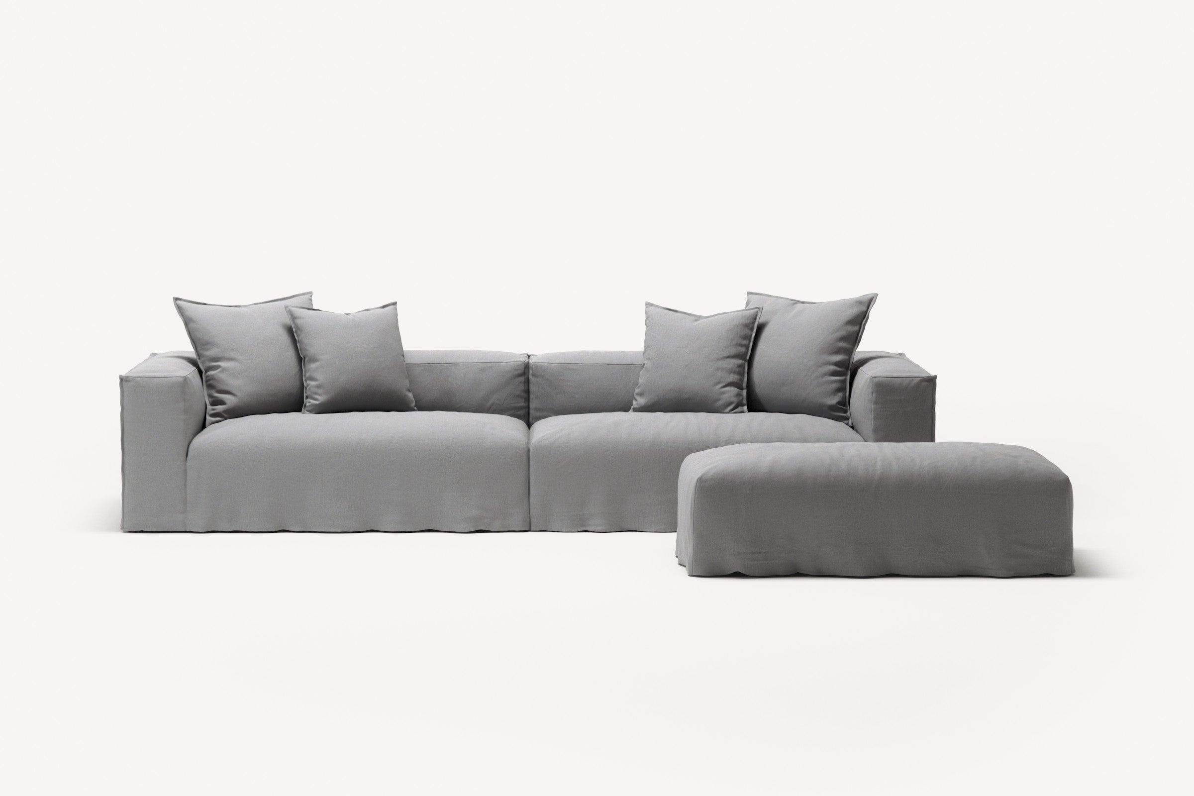 NOMAD - 4 Seater with Pouf - Brushed Cotton Light Gray
