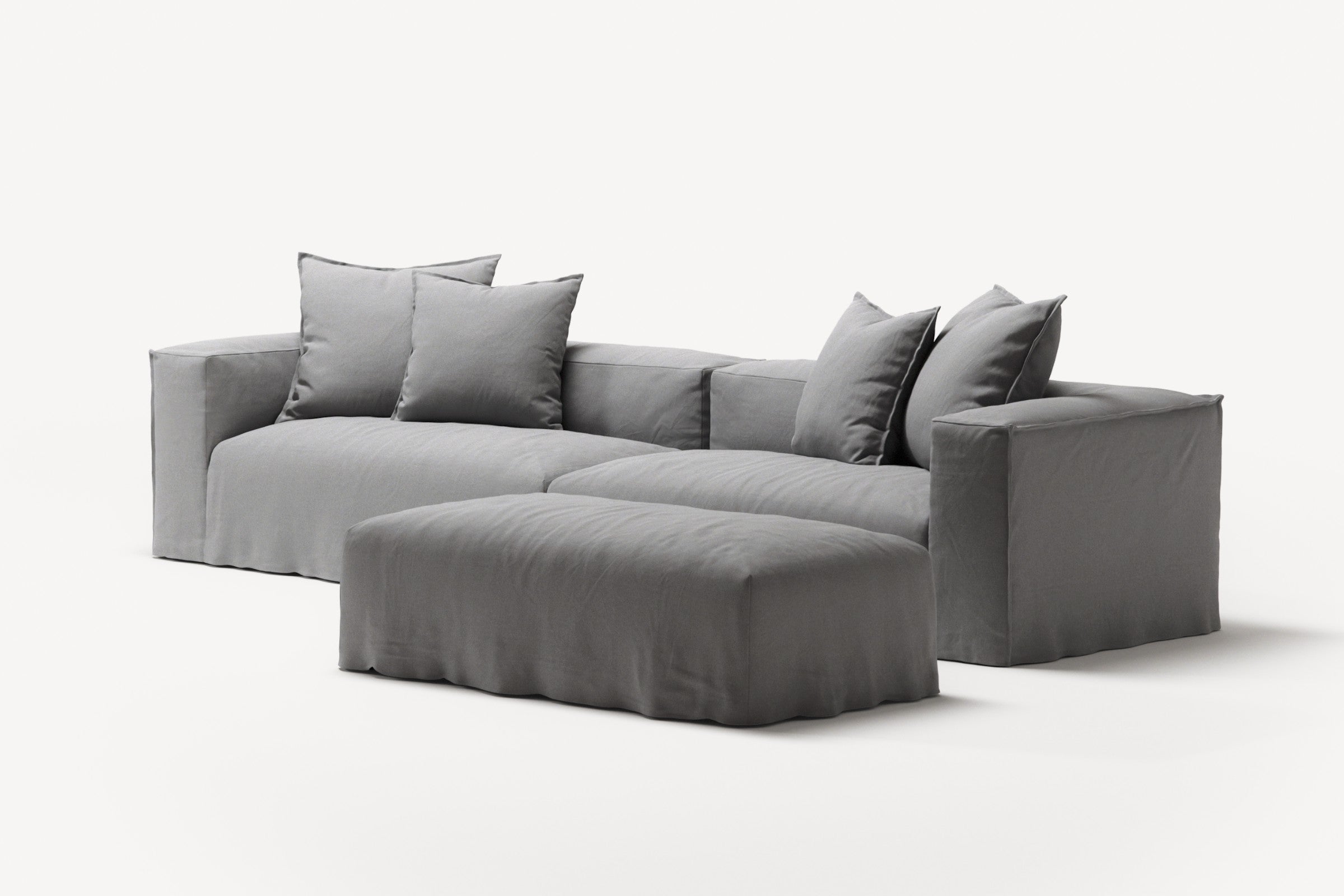 NOMAD - 4 Seater with Pouf - Brushed Cotton Light Gray