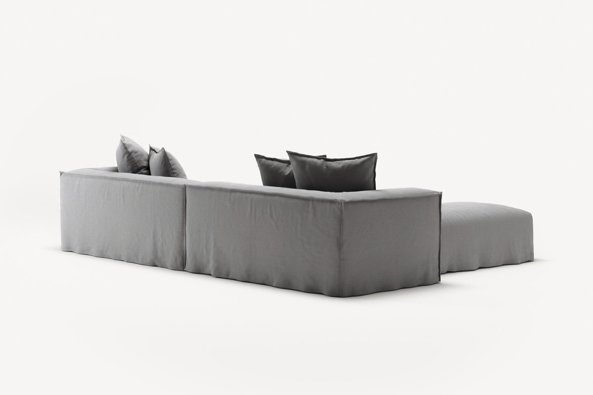NOMAD - 4 Seater with Pouf - Brushed Cotton Light Gray