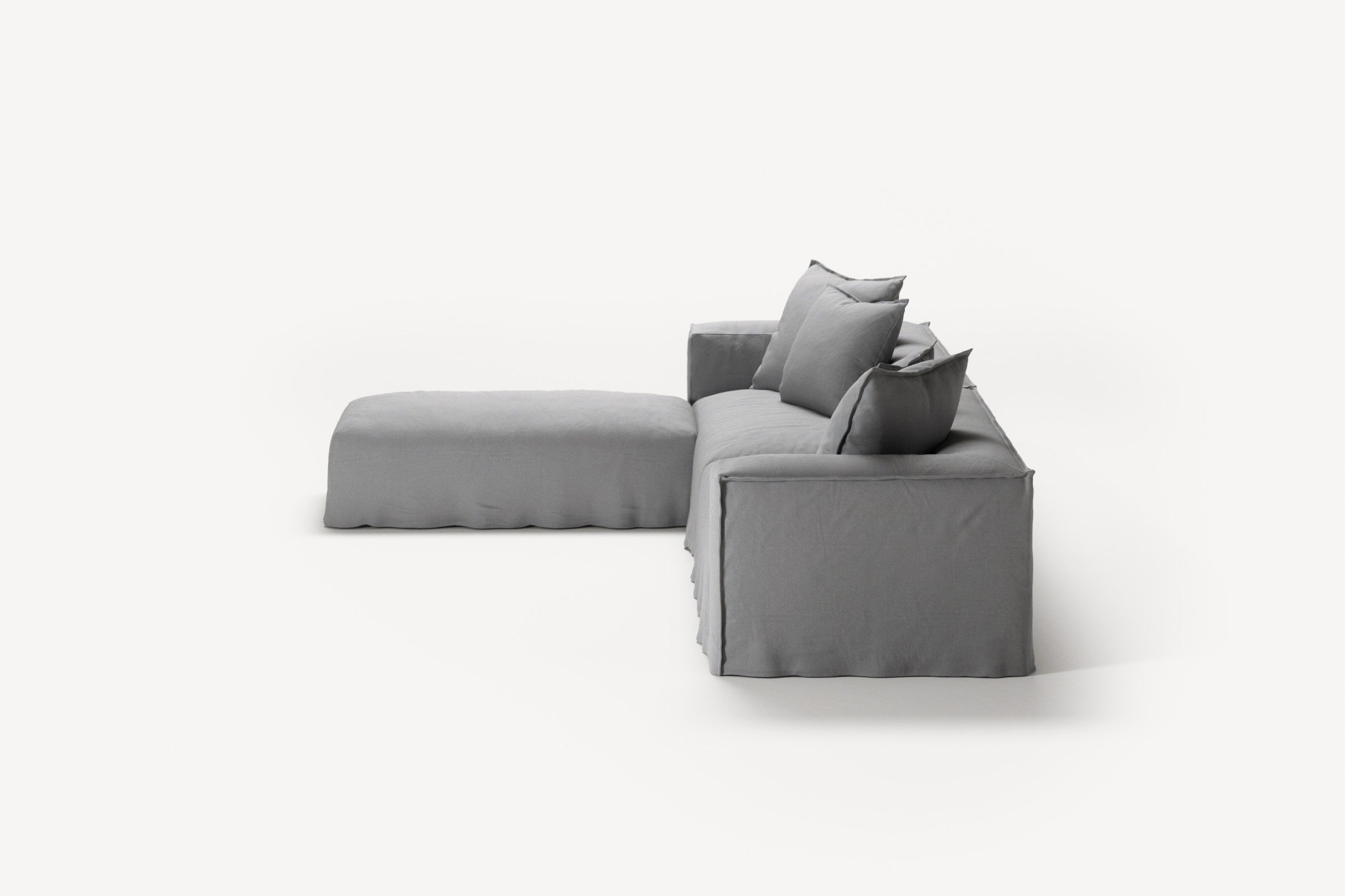 NOMAD - 4 Seater with Pouf - Brushed Cotton Light Gray