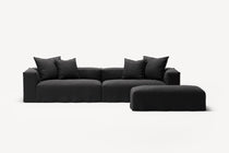 NOMAD - 4 Seater with Pouf - Pure Linen Dark Charcoal