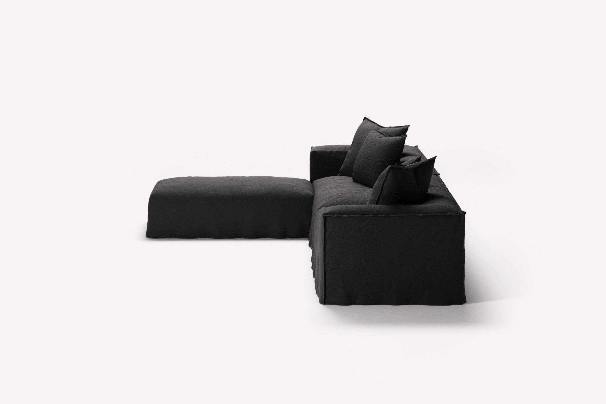 NOMAD - 4 Seater with Pouf - Pure Linen Dark Charcoal
