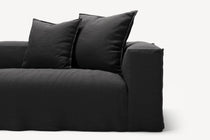 NOMAD - 4 Seater with Pouf - Pure Linen Dark Charcoal