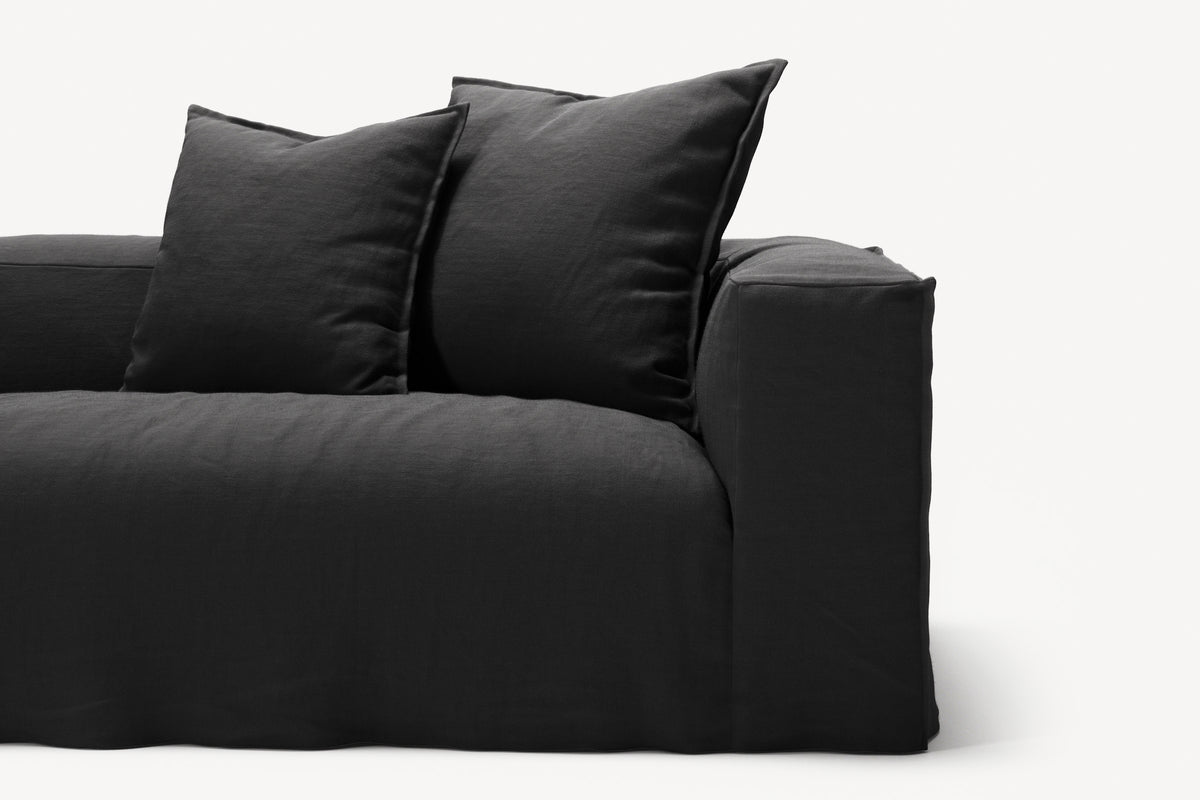NOMAD - 4 Seater with Pouf - Pure Linen Dark Charcoal