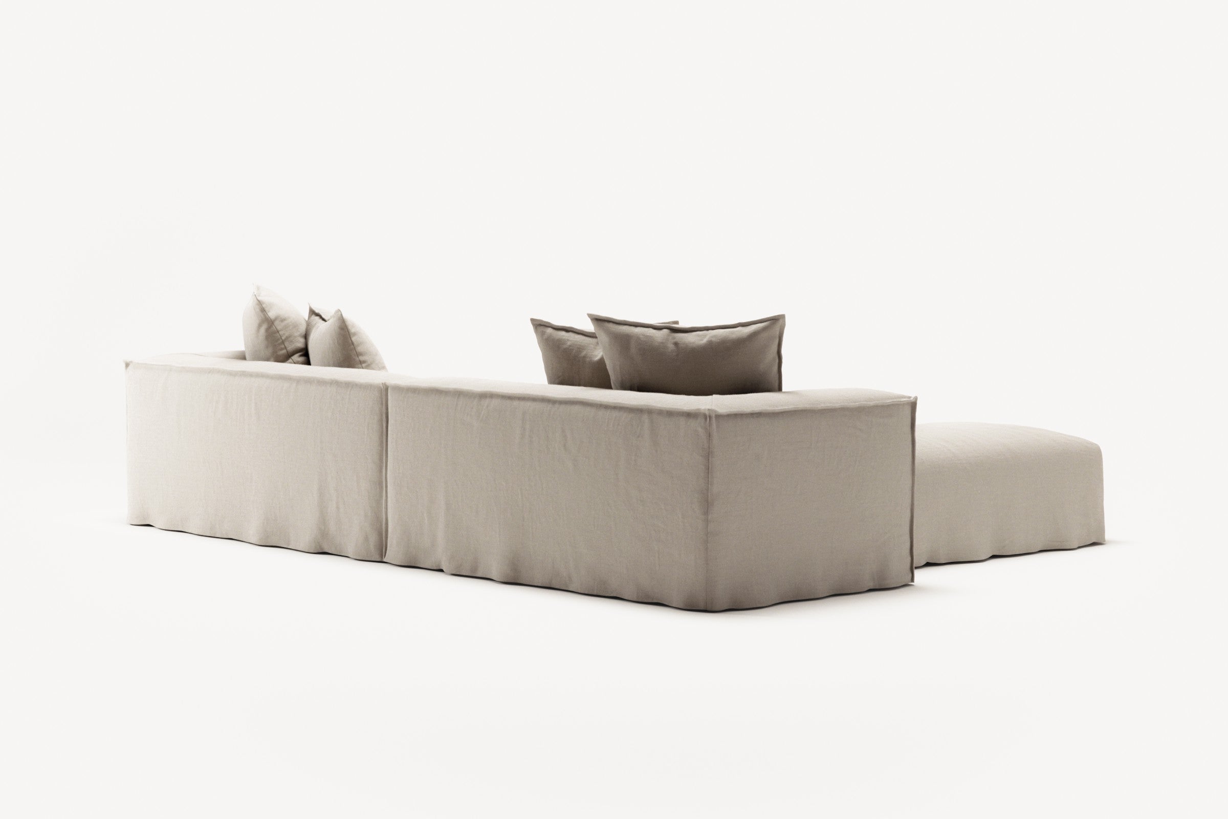 NOMAD - 4 Seater with Pouf - Pure Linen Off-White