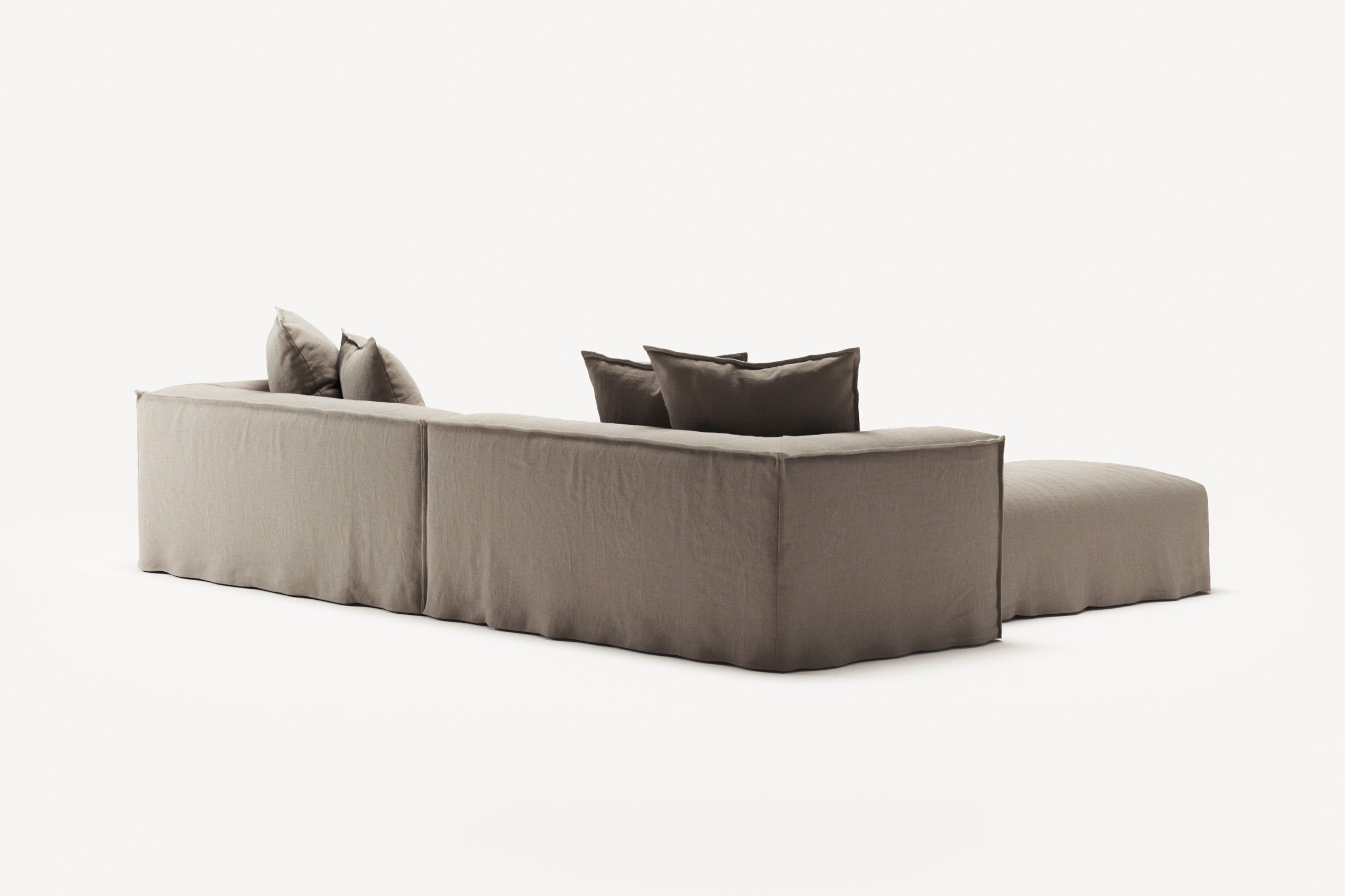 NOMAD - 4 Seater with Pouf - Pure Linen Pale Gray