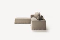 NOMAD - 4 Seater with Pouf - Pure Linen Sandy Beige