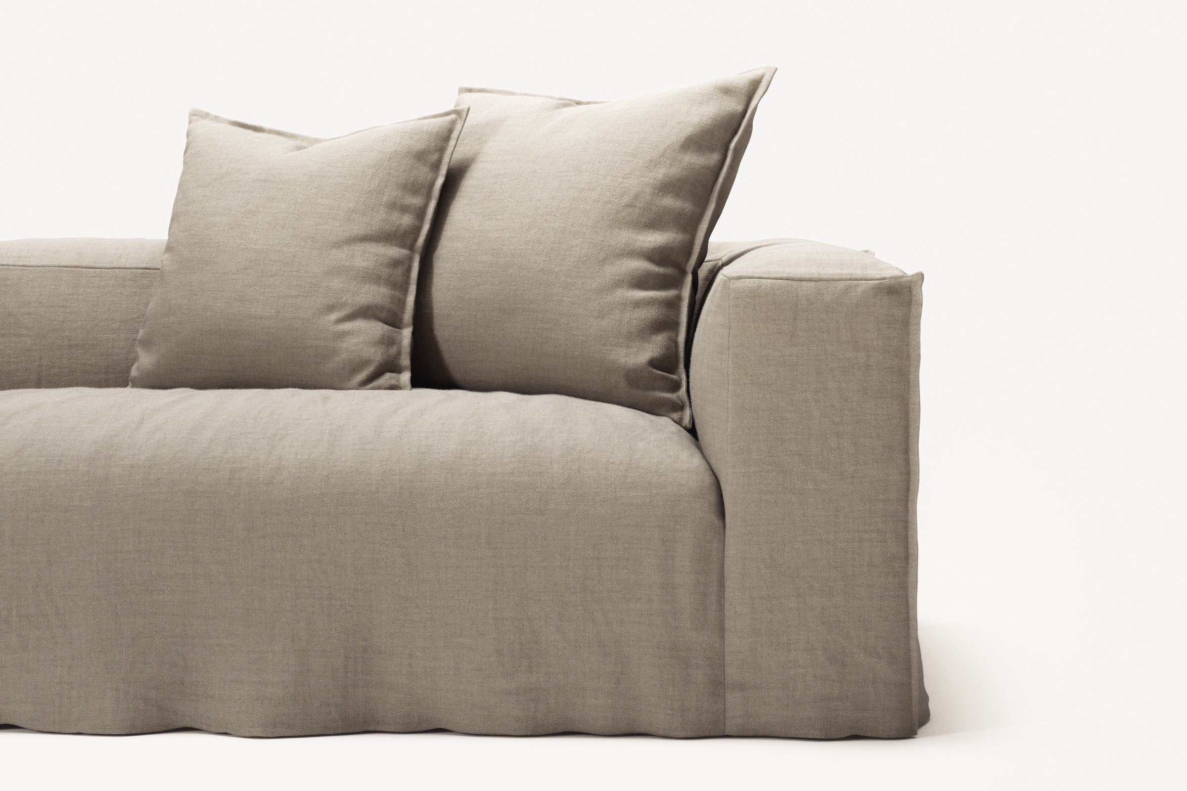 NOMAD - 4 Seater with Pouf - Pure Linen Sandy Beige