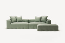 NOMAD - 4 Seater with Pouf - Pure Linen Vivid Green
