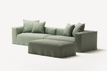 NOMAD - 4 Seater with Pouf - Pure Linen Vivid Green