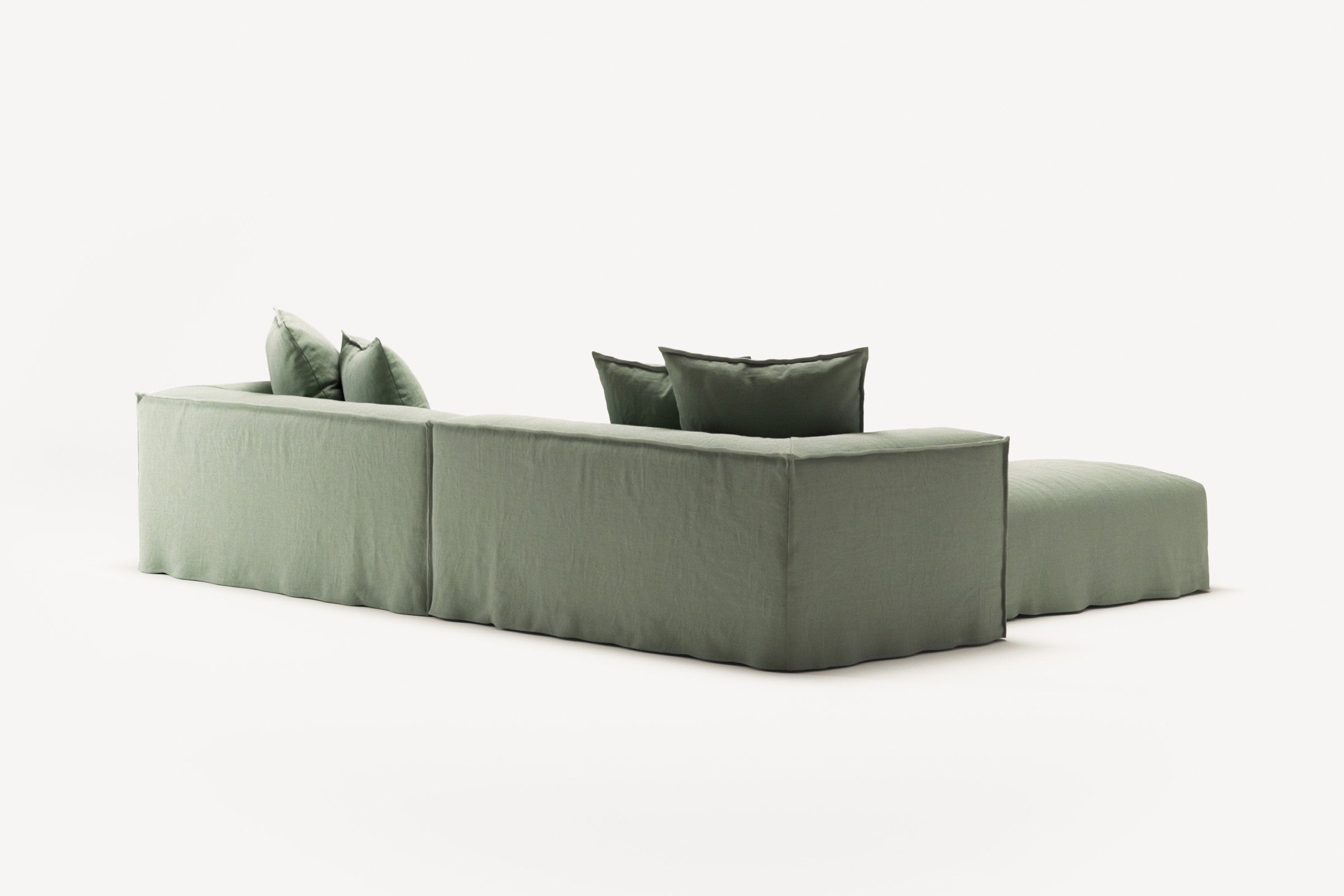NOMAD - 4 Seater with Pouf - Pure Linen Vivid Green