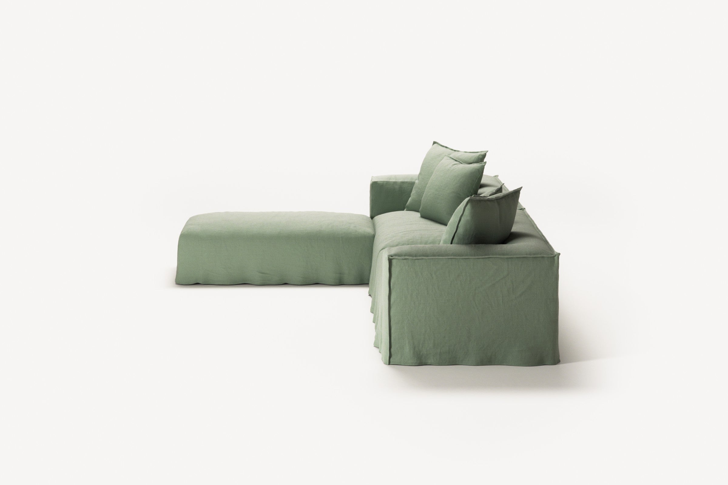 NOMAD - 4 Seater with Pouf - Pure Linen Vivid Green